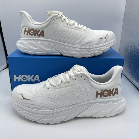 NWT - SALE HOKA Women's Arahi 7 Running Shoes Color: White/Rose Gold - Picture 3 of 7